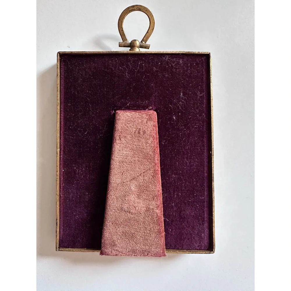 Vintage Madonna Religious Icon Picture Frame Dated 1936 Velvet Easel